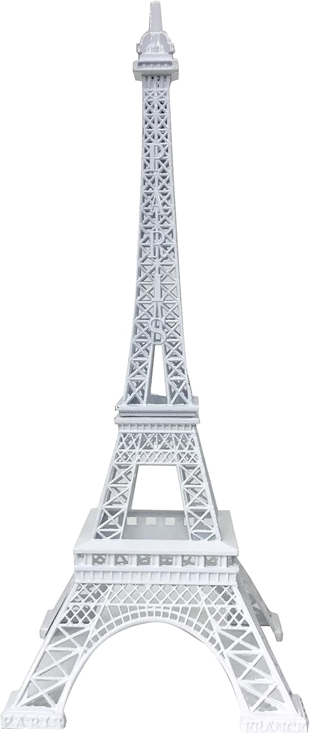 allgala 10" Eiffel Tower Statue Decor Alloy Metal, White