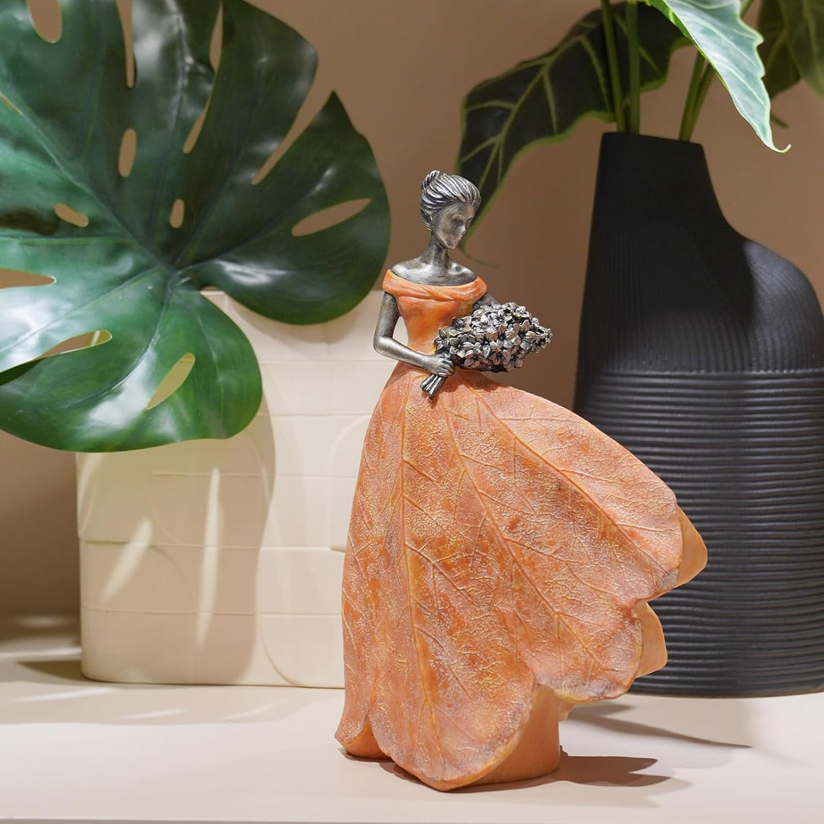 Guichifun Fairy Statue Collection Home Decoration - Orange Leaf Angel Girls Resin Fall Decor for