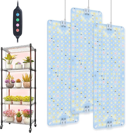 3Pack 2025 Ultra-Thin Panel Grow Lights for Seed Starting, Vegetables, Greenhouse & Under Cabinet &