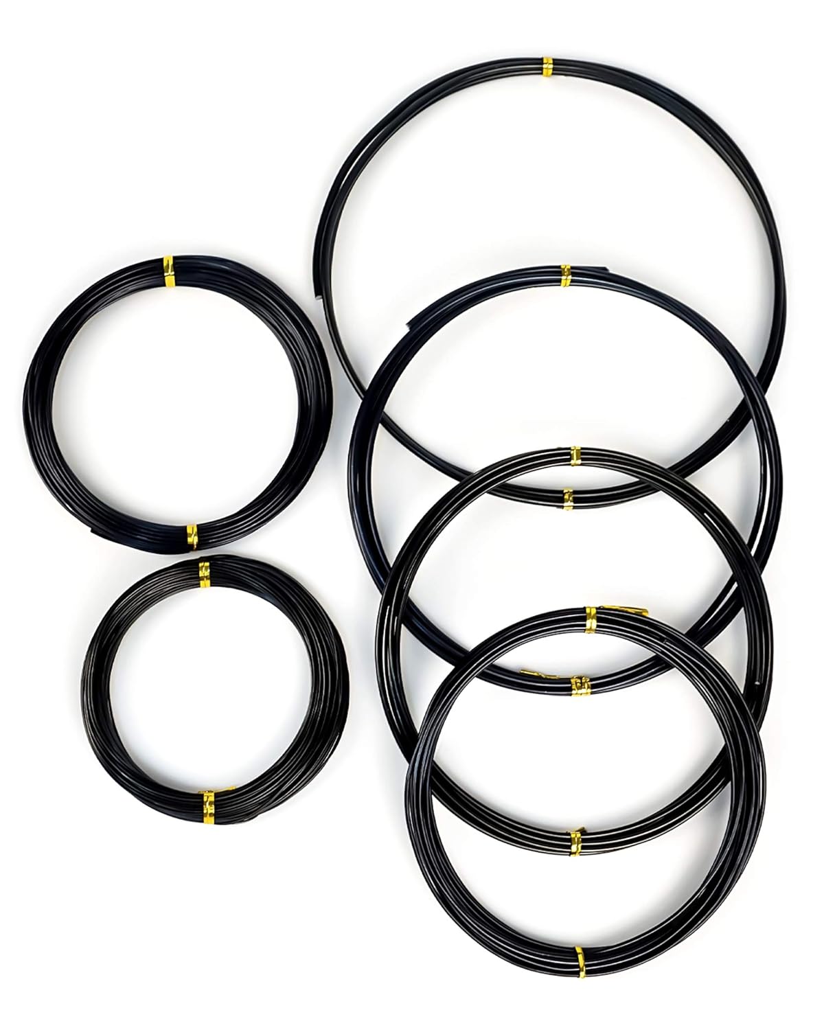 Bonsai Wire, 6 Sizes of 1mm, 1.5mm, 2mm, 2.5mm, 3mm, 4mm Black Aluminum Wire, Total 152 Feet Bonsai