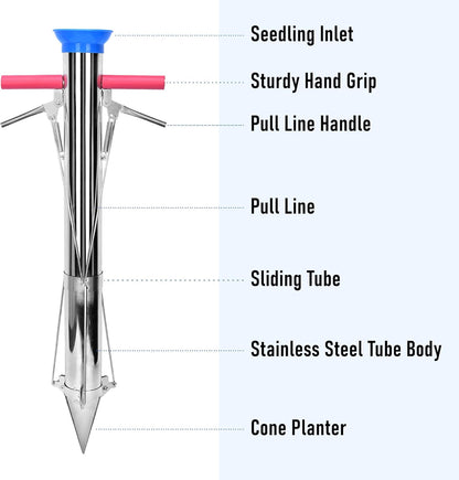 AIWFL Seedling Transplanter Long Double Handled Bulb Planter Tools Vegetable Young Plant Manual