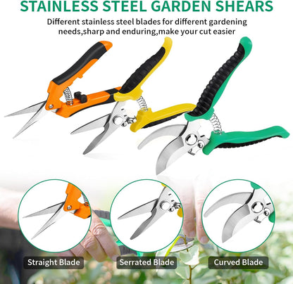 Garden Pruning Shears 3 Pack Gardening Shears Garden Scissors Stainless Steel Plant Flower Scissors