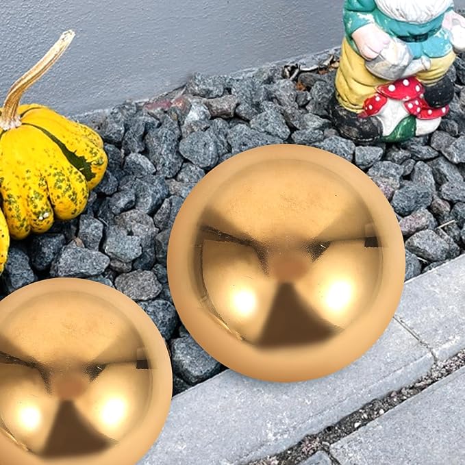 5Pcs Golden Stainless Steel Gazing Spheres Reflective Half Ball Garden Decor for Unique Photography