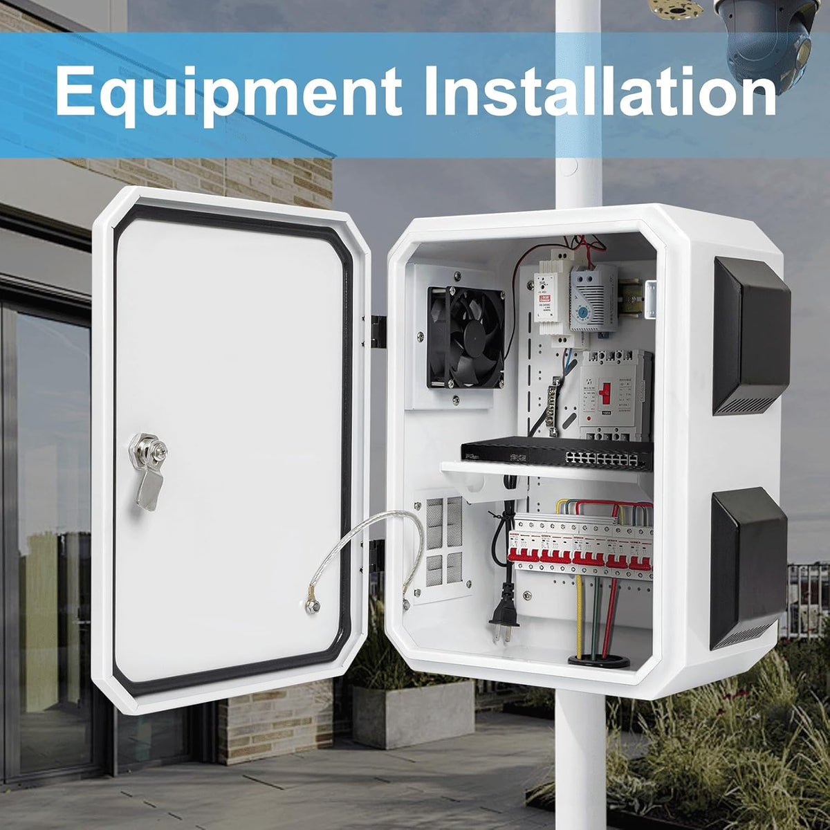 Outdoor Electrical Box with Thermostat and Fan, Cold-Rolled Steel Plate, Aluminum Alloy Back Beam