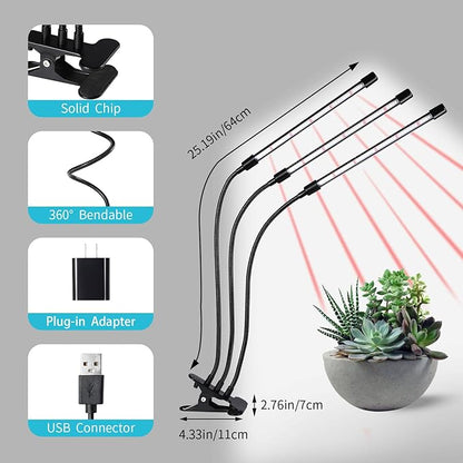 Black Grow Lights for Indoor Plants, 126LEDs Clip Plant Lights, Full Spectrum LED Plant Growing