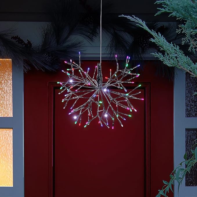 Alpine Corporation 16"H Indoor Holiday 3D Snowflake Hanging Ornament with LED Lights, Silver