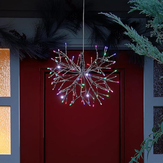 Alpine Corporation 16"H Indoor Holiday 3D Snowflake Hanging Ornament with LED Lights, Silver