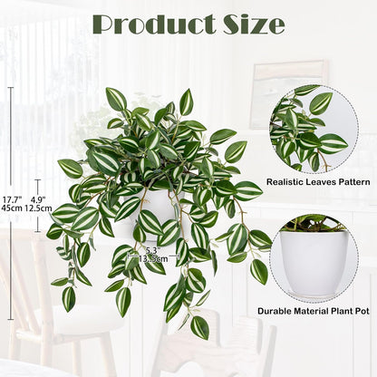 Briful Fake Plants Indoor Artificial Potted Silk Plants Faux Watermelon Peperomia Cascading Vine