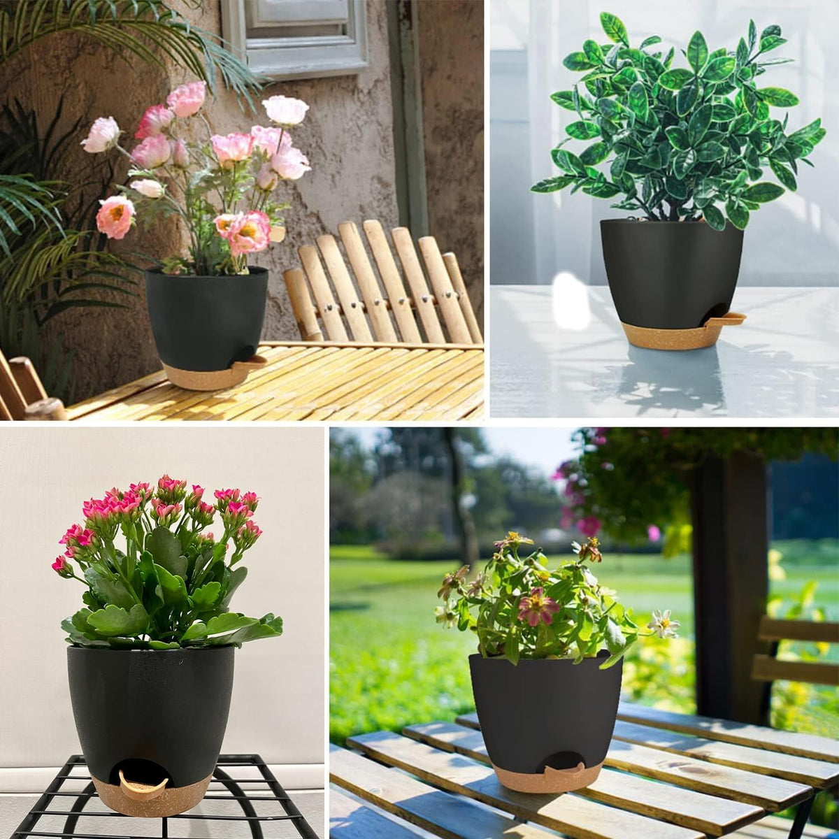 Self Watering Planters with Drainage Holes Reservoir,Nursery Planting Pot for Indoor Decor Garden