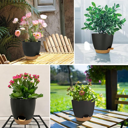 Self Watering Planters with Drainage Holes Reservoir,Nursery Planting Pot for Indoor Decor Garden