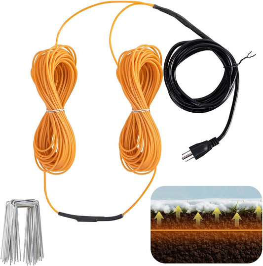 Adnee 118Ft Thermostatic Soil Heating Cable,Rubber Heating Warming Cable with Thermostat and Ground
