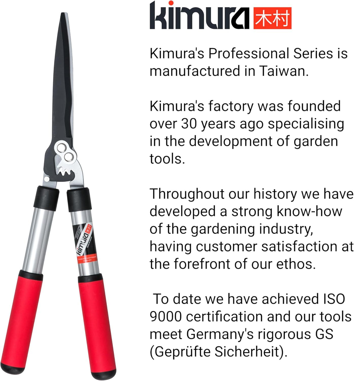 Kimura® Pro Heavy Duty Hedge Shears - Premium Garden Clippers with Patented Gearing Technology