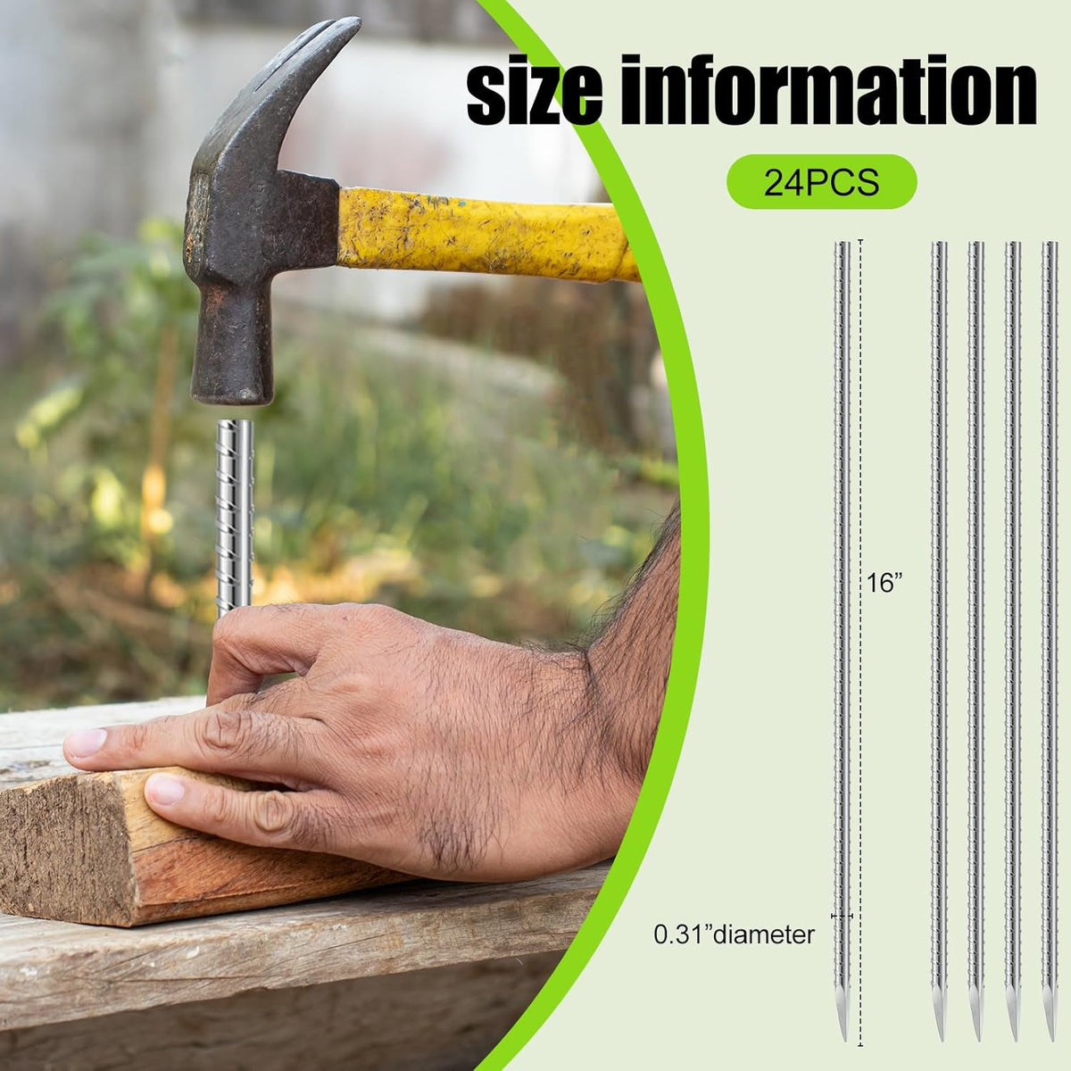Gisafai 24 Pcs 16 Inch Giant Skeleton Accessories Heavy Duty Ground Anchors Steel Plant Support