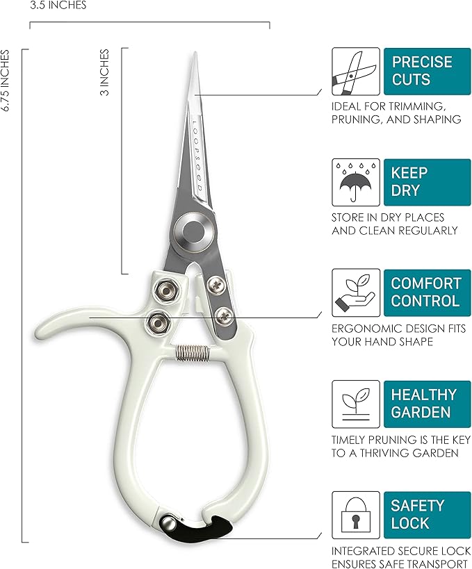 Plant Pruning Shears with Vegan Leather Sheath Garden Trimming Scissors with Belt Holster Bonsai