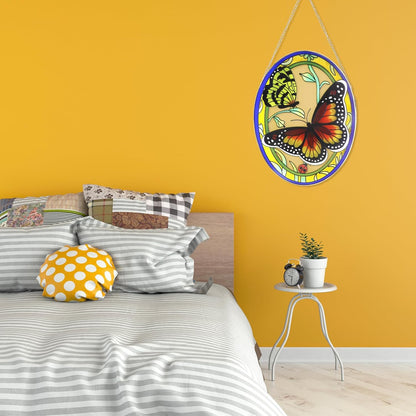 Monarch Butterfly Stained Glass Window Hanging, Butterfly Decorations Gift for Women, Stained Glass