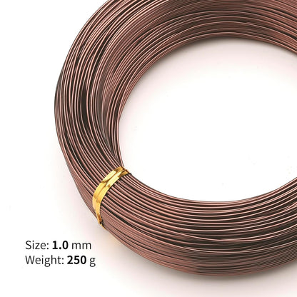 Bronze-1.0mm/18gauge -Anodized Aluminum Bonsai Training Wire 250g Large Roll,Many Size to