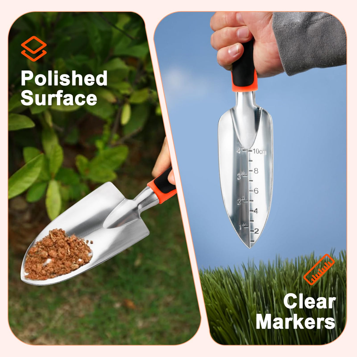Garden Shovel Trowel Garden Tool Set, 2 Pack Heavy Duty Gardening Tools Set Include Wide Garden