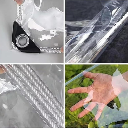 8' X 10' Clear Tarps Heavy Duty Waterproof PVC Vinyl 14 Mil Thick, Glass Tarpaulin with Metal