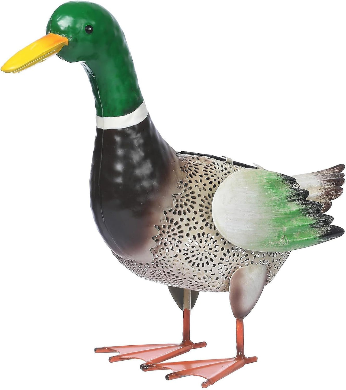 Solar Ducks Outdoor Statue ，Metal Duck Garden Decor ，Lawn Animal Statue Mallard Duck Art ，Gifts for