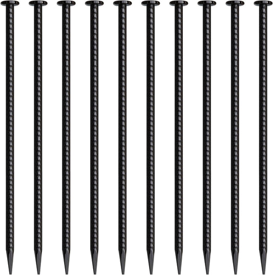 16 Inch Rebar Stakes 10 Pack Heavy Duty Ground Anchors 1/2 Inch Diameter Galvanized Steel Asphalt