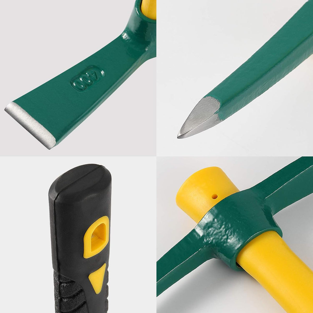 KEILEOHO 17.7 Inches Pick Mattock Hoe, Forged Weeding Garden Pick Axe with Rubber Handle, Weeding