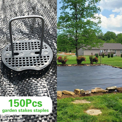Bakulyor 150Pcs Landscape Staples + 150Pcs Gasket, 6 Inch Garden Stakes Staples 11 Gauge U Shaped