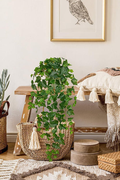 Hollyone Artificial Hanging Plants Potted 31.4" Fake Ivy Vine Faux Ivy Leaves Hanging Greenery