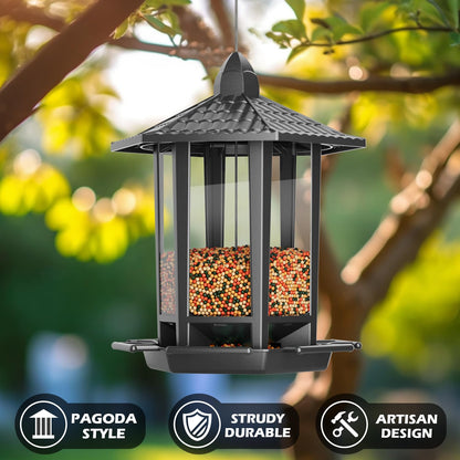 Birdream 2 Pack Bird Feeders for Outdoor Hanging, Retro Pagoda Design Fun Installation Bird Feeder