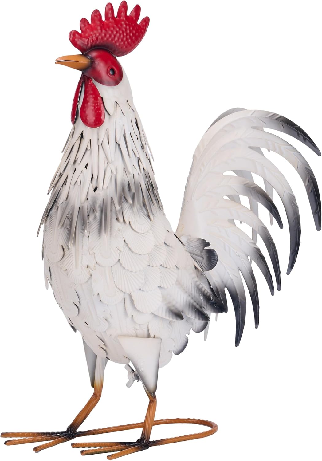 TERESA'S COLLECTIONS Garden Decor, White Rooster Garden Decor, Waterproof Metal Garden Statue