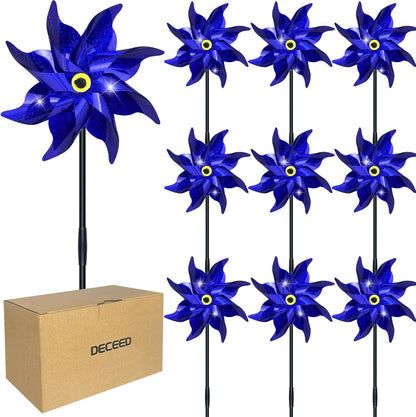 10 PCS Reflective Pinwheels for Yard and Garden Bird Devices Pre-Installed Sparkly Wind Spinner