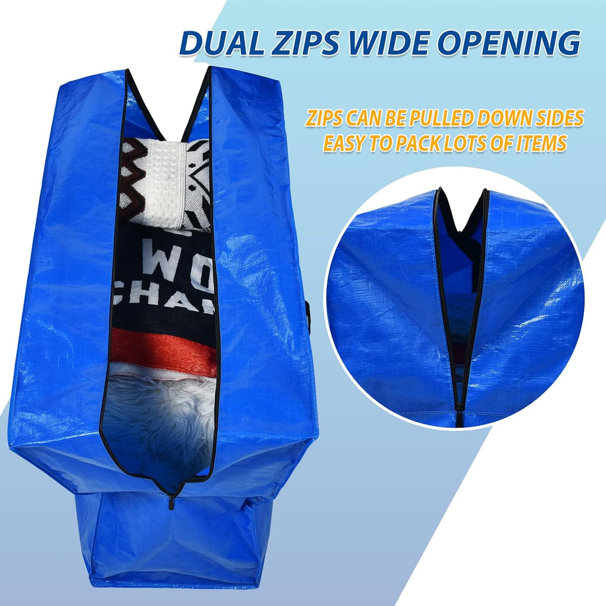 194 Gallon Extra Large Storage Bags, Zippered Outdoor Cushion Furniture Storage Bag with