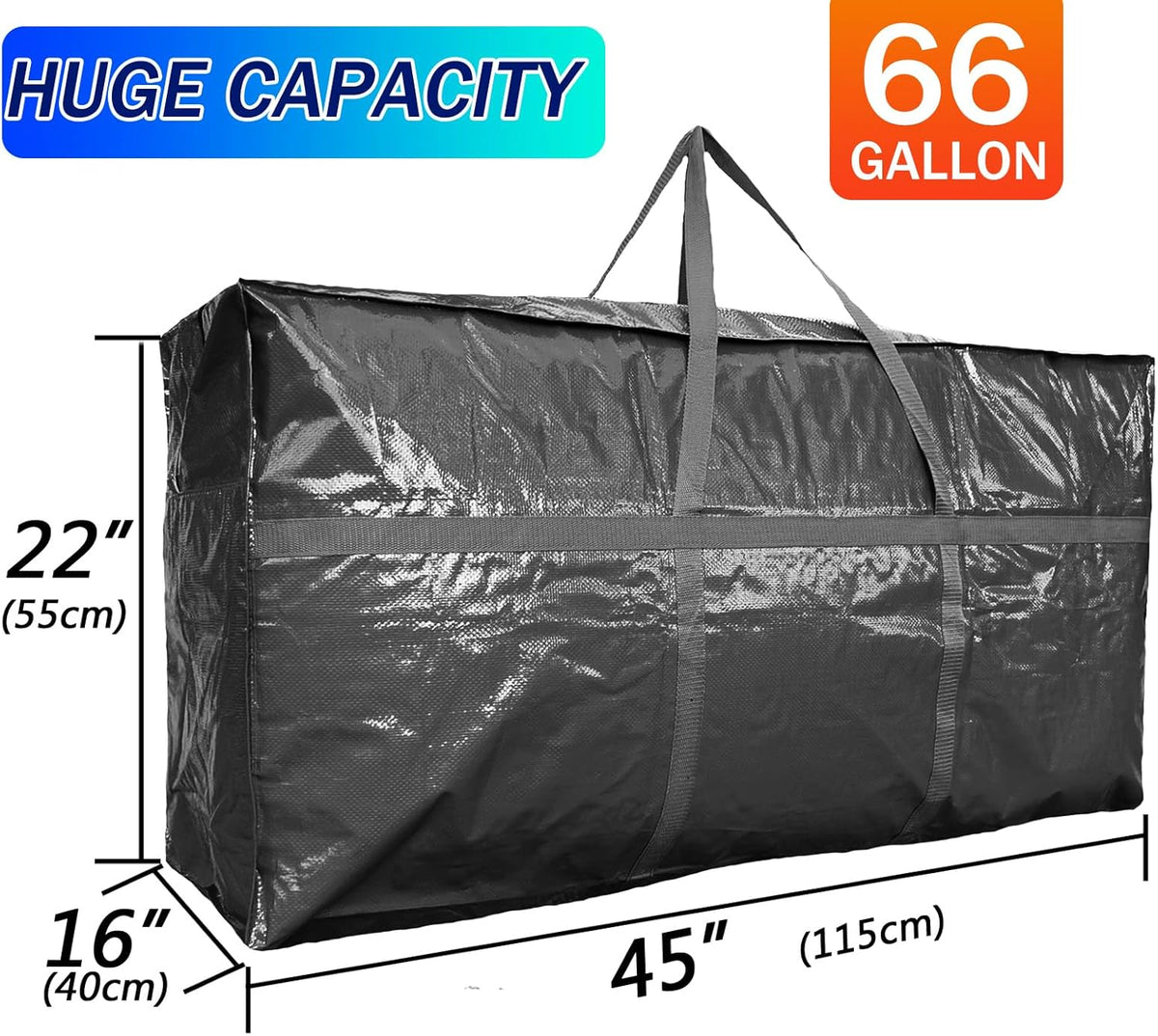 66 Gallon Extra Large Storage Bags, Huge Moving Bags Heavy Duty with Zipper and Stronger Handles