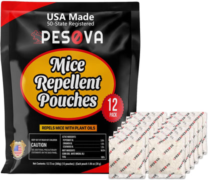 Mouse Repellent Pouches, Natural Rodent Repellent for Home, Car, RV, Garage, and Storage-Peppermint