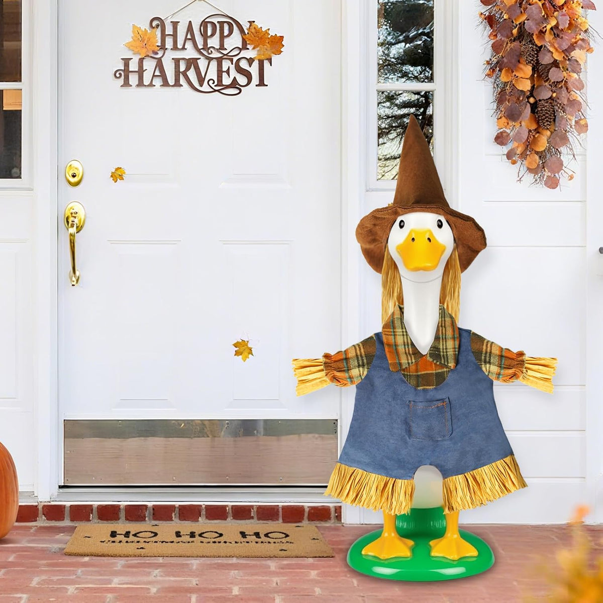 Fall Scarecrow Porch Goose Outfits for 23" Lawn Statue - Cute Hat & Clothes Set for