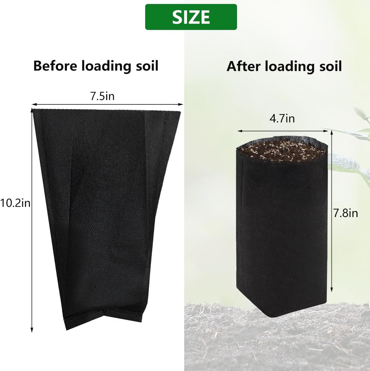 Belit 100 Pcs 10.2" H Deep Nursery Grow Bags, Non-Woven Plants Pots Container for Starting Rooted