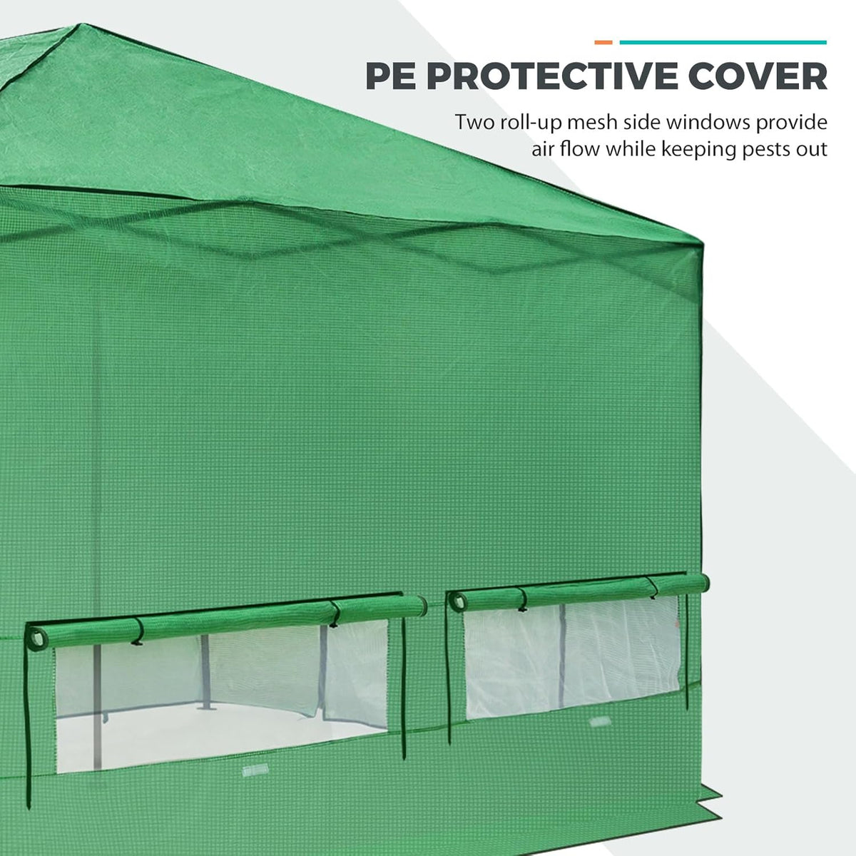 EAGLE PEAK Replacement Cover for 12x8 Portable Walk-in Pop up Greenhouse, Front and Rear Roll-Up
