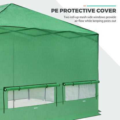 EAGLE PEAK Replacement Cover for 12x8 Portable Walk-in Pop up Greenhouse, Front and Rear Roll-Up