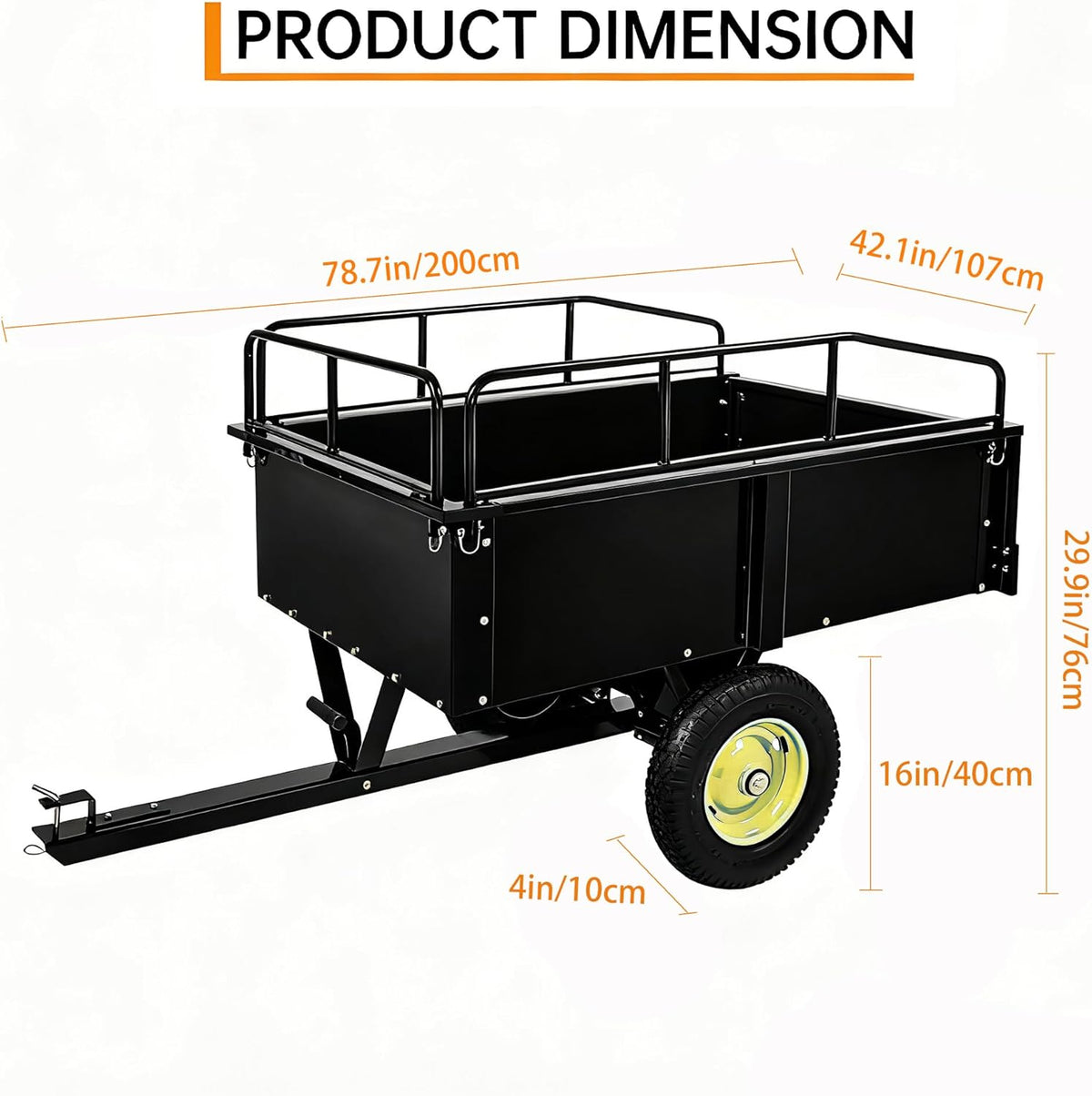 Utility Trailer, Steel ATV Trailer, Heavy Duty Lawn Mower Trailers, 750 Lbs 15 Cu.Ft. with