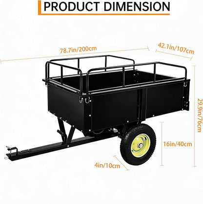 Utility Trailer, Steel ATV Trailer, Heavy Duty Lawn Mower Trailers, 750 Lbs 15 Cu.Ft. with