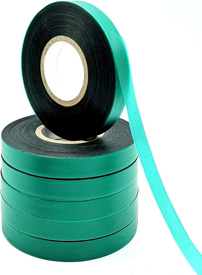 6 Rolls 150 Feet Stretch Tie Tape 0.5 Inch Garden Tie Tape Thick Plant Ribbon Garden Green Vinyl