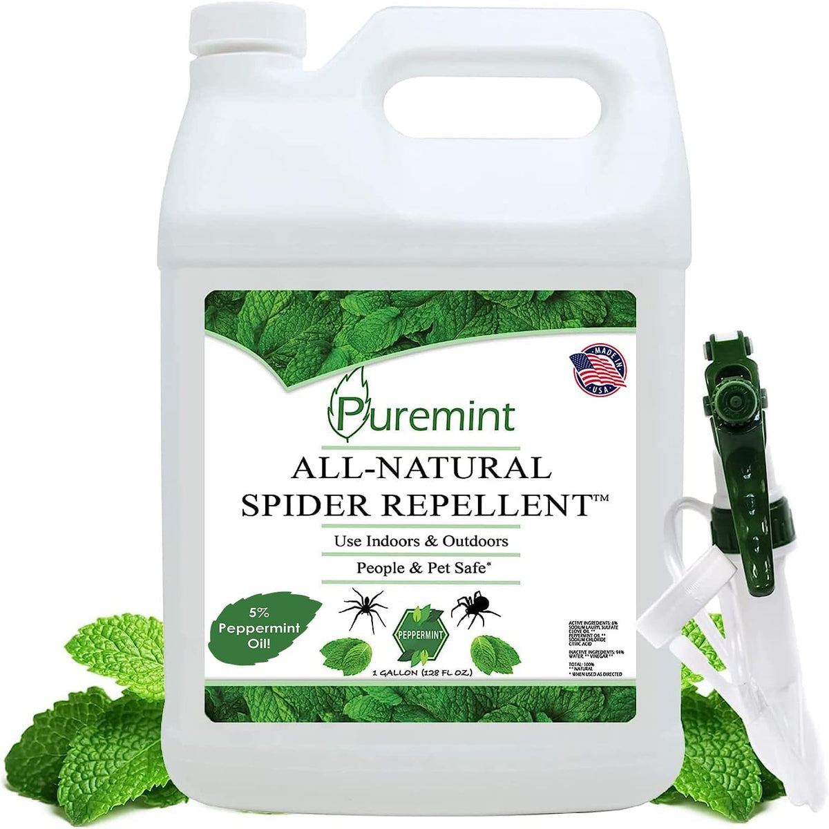 Puremint Spider Repellent, Natural 5% Peppermint Oil Spray, Kills & Deters All Types of Spiders and
