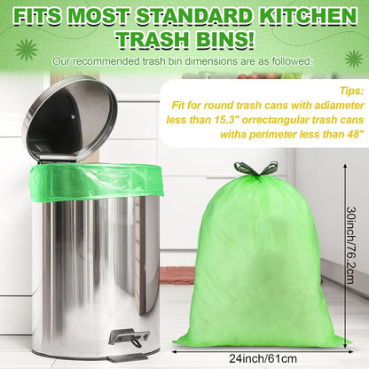 200 Count 13 Gallon Compostable Trash Bags with Drawstring Tall Kitchen Food Scrap Waste Bag Heavy