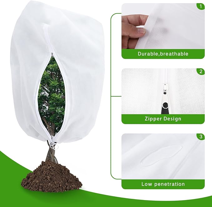 Plant Covers Freeze Protection 78" x 89" 2.2 oz, Large Size Bag Frost Cloth Plants Jacket