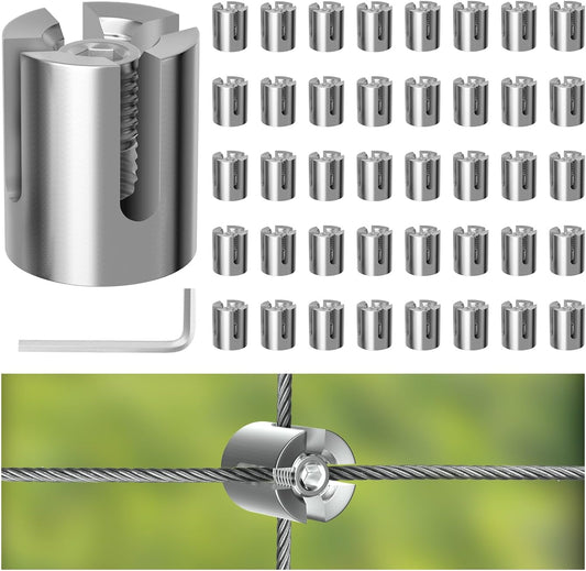 40 Pack Wall Trellis Wire Clamps & Cross Cable Clamps, T316 Stainless Steel Heavy Duty (0.66" OD)