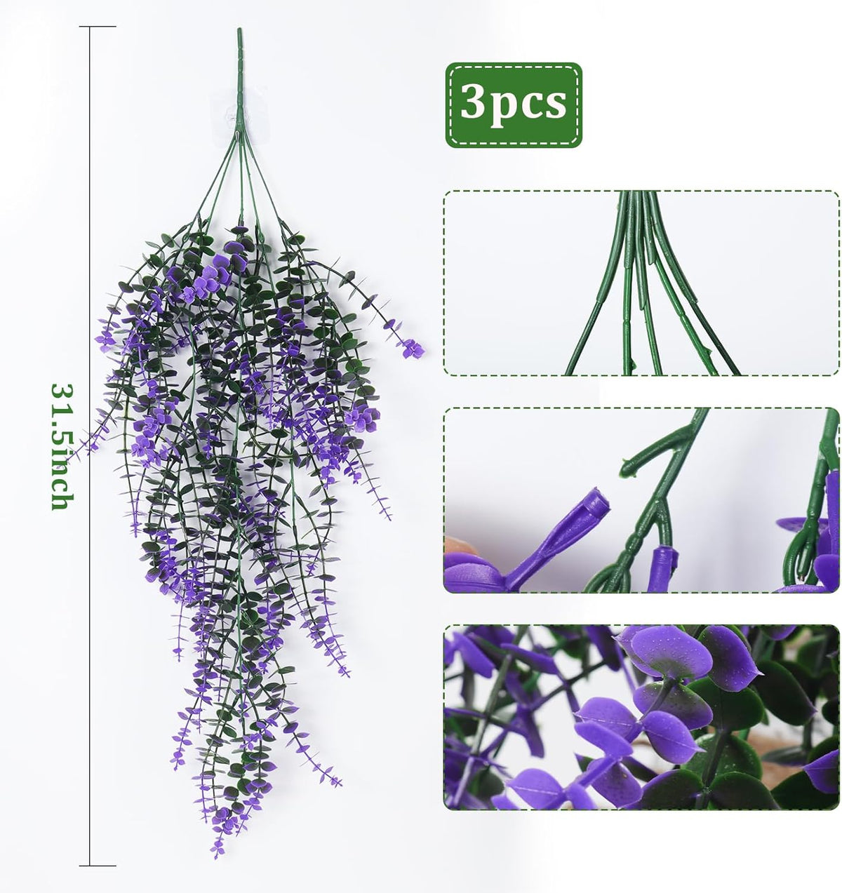 RECUTMS Artificial Plants Fake Eucalyptus Plants Faux Hanging Leaves Green Plant Artificial Hanging