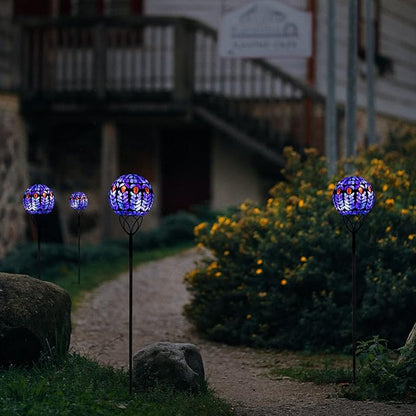 Afirst Solar Outdoor Garden Lights Decorative - Mosaic Solar Stakes Gazing Ball Waterproof Outdoor