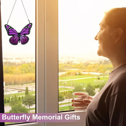 Butterfly Stained Glass Window Hanging Purple Butterfly Suncatcher, Butterfly Ornaments Gift for