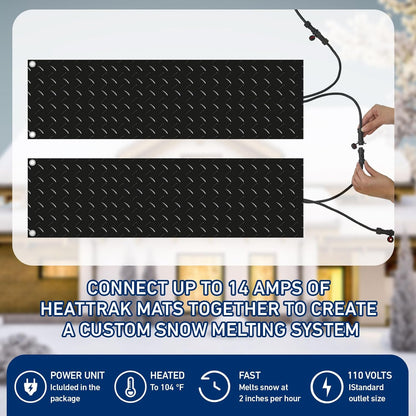 Riakrum 4 Pcs Heated Snow Melting Mats Outdoor, 10 x 48 in Winter Anti-Slip Heated Rubber Mat for
