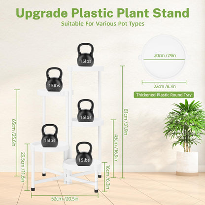 iDavosic.ly 5 Tier Folding Plant Stand Indoor Outdoor with Plastic Tray, Tiered Corner Flower