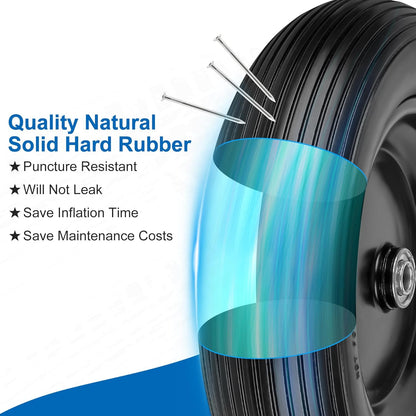 4.00-6 Flat Free Wheelbarrow Tires and Wheels, 13 Inch Wheelbarrow Tires with 5/8" or 3/4"